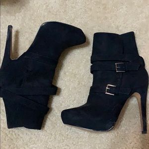 Suede high heel ankle booties